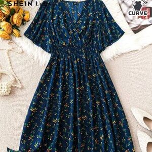 Floral Blue Midi Dress